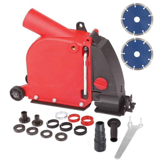 Aidelife dust extraction hood for angle grinder 125mm for wall chaser slot cutter set with 2x diamond discs 125mm