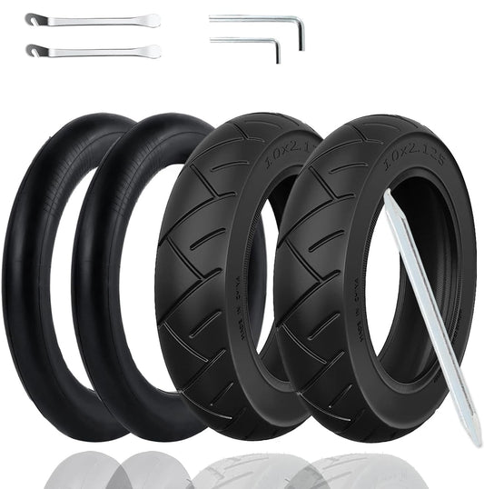 OUXI 10 inch tire E Scooter with tube 10x2.125 0° valve angle Anti-slip outer and inner tire for electric scooter Scooter Electric scooter rubber tires with 3 mounting tools