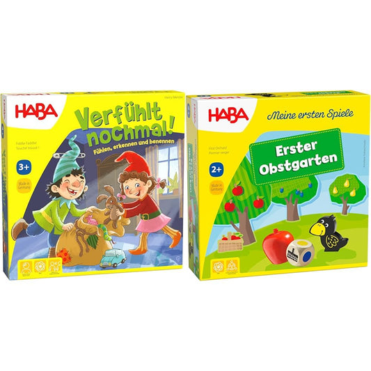 HABA 304508 - Touch & Feel Again, sensory game for children aged 3 and up & 4655 - My First Games First Orchard.
