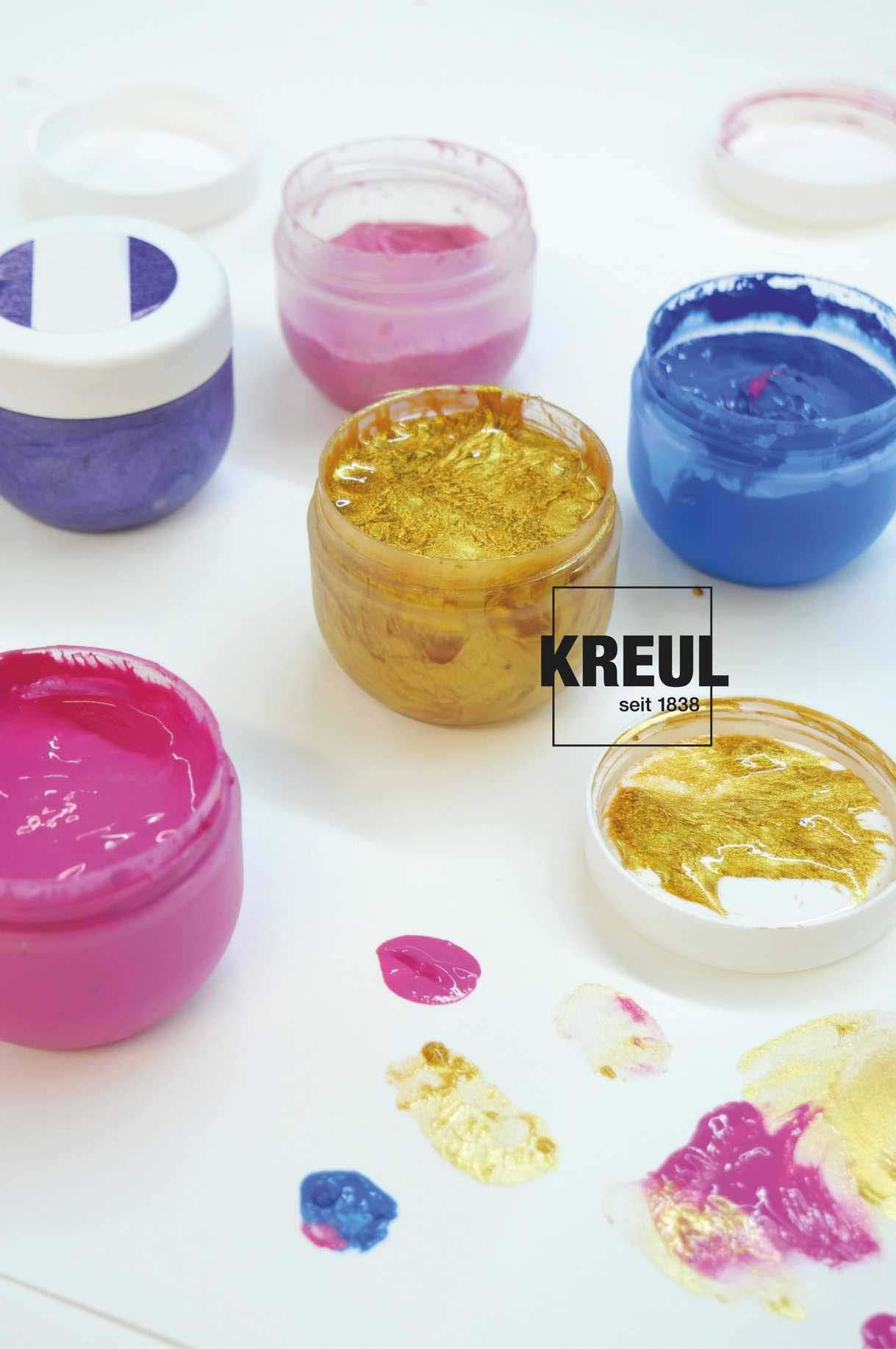 Kreul 23051 - Mucki finger paint for royal children, 6 x 50 ml & 2314 - Mucki vibrant finger paint, 4 x 150 ml in yellow, red, blue, and green, paraben-free, gluten-free, lactose-free, and vegan.
