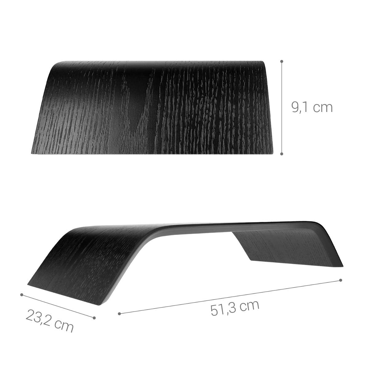 Calibrate screen wood stand TV stand - computer desk desktop monitor stand bench - oak wood desk riser in black