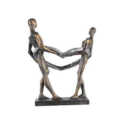 Casablanca - Decorative sculpture figure Connected - made of poly bronze-colored couple H 31 cm