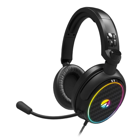 Stealth C6-100 LED Over Ear Gaming Headset for PS4/PS5, Xbox, Nintendo Switch, PC. Features flexible microphone, 3.5mm jack, 1.5m cable, lightweight, comfortable and durable.