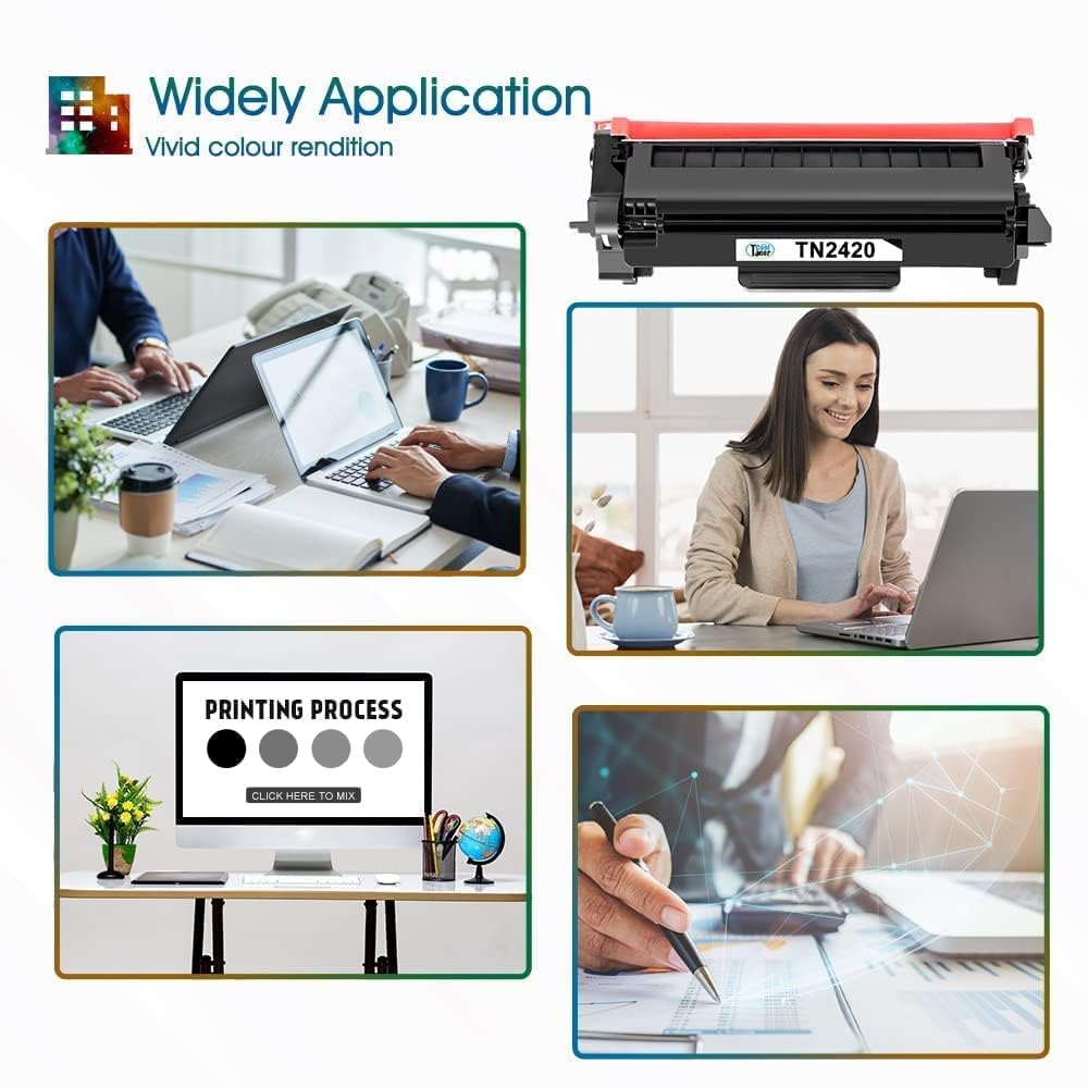 Cool Toner TN2420 TN-2420 compatible toner for Brother MFC L2710DW TN 2420 2410 TN2410 MFC-L2710DW HL-L2350DW MFC-L2710DN HL-L2310D DCP-L2530DW MFC-L2750DW DCP-L2510D HL-L2375DW (Black 2 pack)