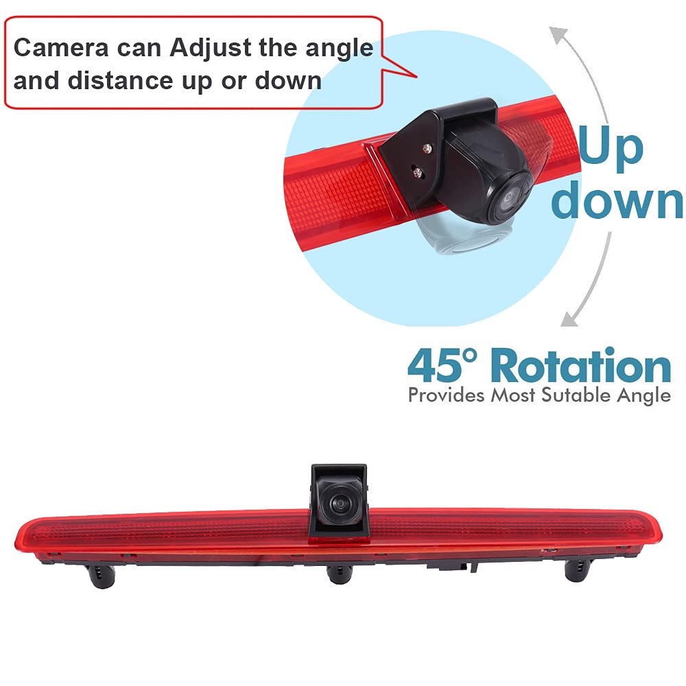 Third Roof Car Original Third Brake Light Rear View Camera, replacement for VW T5 Bus Transporter Multivan Caravelle Business with tailgate third brake light (Not tailgate doors) 2003-2015.