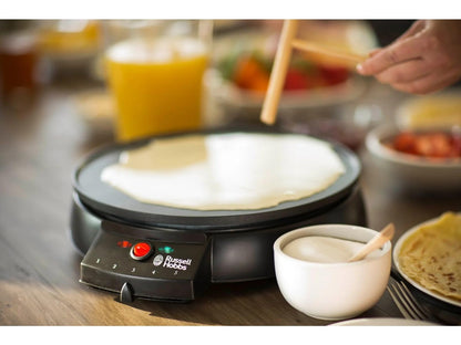 Russell Hobbs 20920-56 Crepe Maker, Fiesta Electric Grill (for crepes, pancakes, galettes, burritos, tacos, 1000 W), Table Grill, Black, Diameter 30 cm.