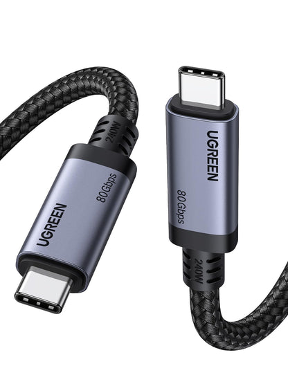UGREEN USB4 Cable, 80 Gbps USB C Data Cable, 240W USB C Charging Cable, 1M with 16K or dual 8K video signal transmission, compatible with MacBook/Monitor/Docking Station/iPad/iPhone