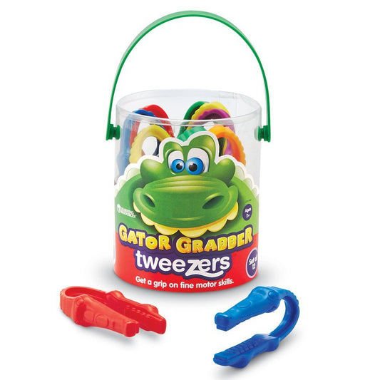 Learning Resources Crocodile Gripping Tweezers, Ages 2-6, fine motor learning toy, promotes pincer grip & hand-eye coordination, set of 12 in storage box