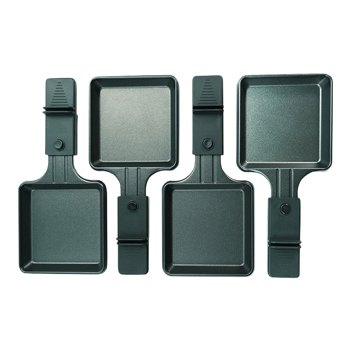 Corona 45081 Raclette for 4 people, small and square. Non-stick grill plate with 4 pans and 4 wooden spatulas. 600 watts.