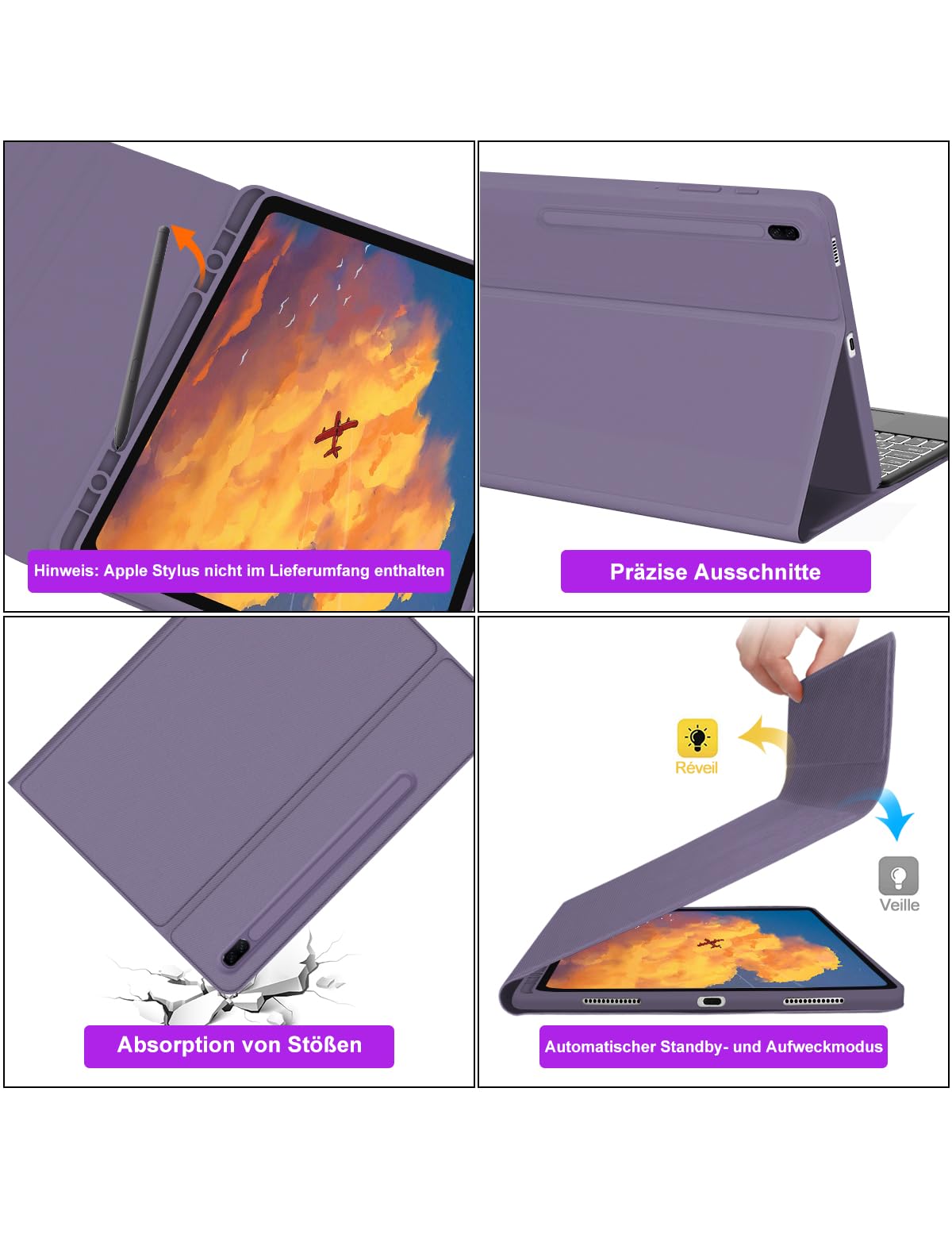 IVEOPPE Galaxy Tab Fe keyboard with touchpad, keyboard case for Galaxy Tab S7 FE/S7+/S8+ 12.4''