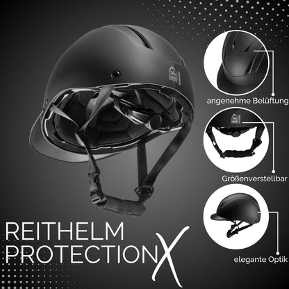 PFIFF Unisex Youth Riding Helmet ProtectionX, Black, S