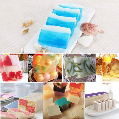 UHAPEER DIY Soap Silicone Mold Set 9 Pieces, Adjustable Wooden Soap Cutter Kit, Handmade Soap Making Tool, Soap Making Kit with Wooden Box, Silicone Soap Mold