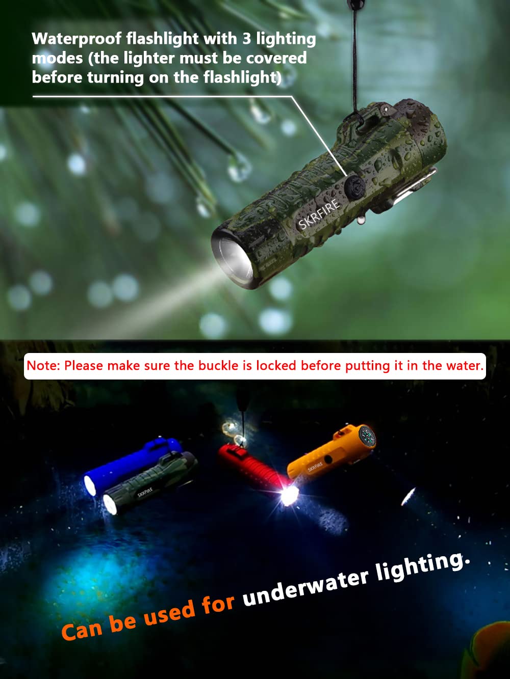SKRFIRE windproof lighter, double arc lighter, plasma lighter with LED flashlight, rechargeable USB lighter, flameless electric lighter suitable for camping, hiking (Blue)