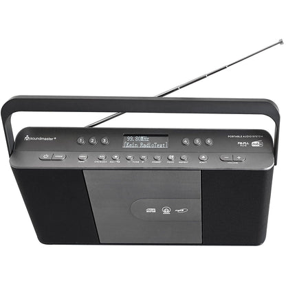 Soundmaster RCD1870SW portable digital radio with CD player DAB+ FM RDS USB alarm clock audiobook sleep function kitchen radio - extremely slim design
