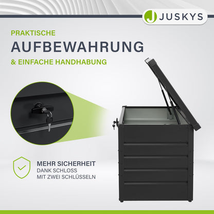 Juskys Metal Storage Box Limani 380 liters - Outdoor Box - waterproof, lockable - Garden Box, Cushion Box, Pillow Box for Garden Anthracite