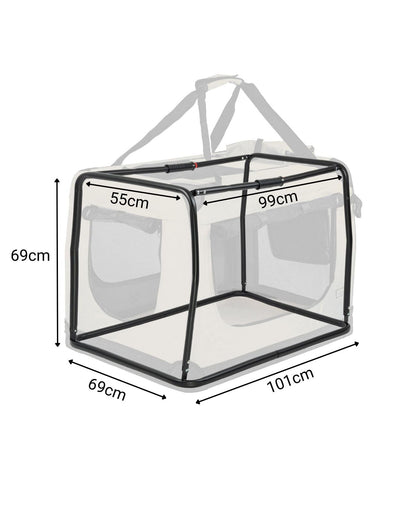 lionto Dog transport box foldable for travel & car, 101x69x70 cm, stable transport box with handles & blanket for cats & dogs up to 25 kg, sturdy fabric dog crate for small & large dogs, beige