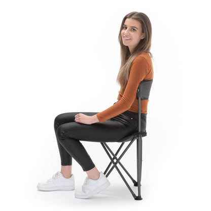 Qeedo Johnny Tripod - The comfortable & foldable three-legged stool, lightweight & compact, perfect chair for camping, fishing, festivals & traveling - Folding stool with backrest, lightweight, padded & supports up to 130 kg.