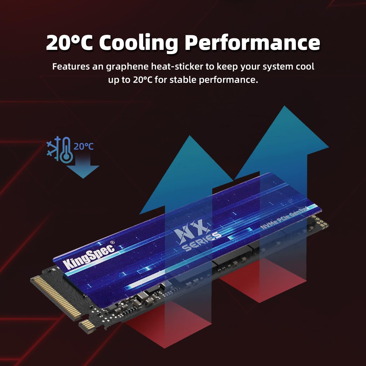 KingSpec NX-2280 512GB SSD NVMe M.2 PCIe 3.0 Gen 3x4 Gaming Solid State Drive, Up to 3500MB/s Read, 3D NAND Flash Internal SSD for Desktop/Laptop