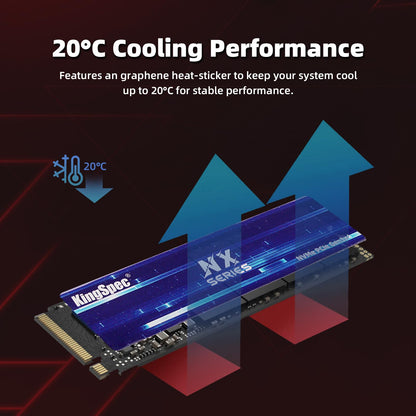 KingSpec NX-2280 512GB SSD NVMe M.2 PCIe 3.0 Gen 3x4 Gaming Solid State Drive, Up to 3500MB/s Read, 3D NAND Flash Internal SSD for Desktop/Laptop