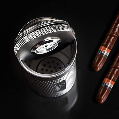 SPIPER Stainless Steel Cigar Humidor, Travel Cigar Case Tube for 3 to 4 cigars, Portable Cigar Case, Cigar Hygrometer, Gift for aficionados, Perfect for going out or short trips.