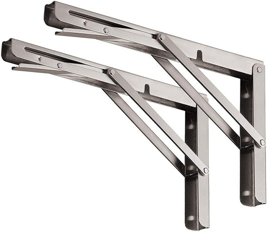 YUMORE Folding Bracket Heavy Duty 500mm, Stainless Steel Shelf Brackets Max Load 330 lbs Wall Mounted Floating Table Brackets Triangle Supports for DIY Workbench Space Saving, 2-Pack