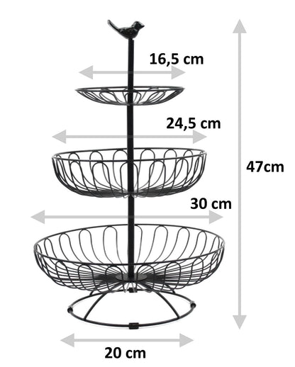 Auroni delicate fruit tier round 3-tier fruit basket fruit bowl metal - black - modern - decorative for more counter space eye-catcher - country style