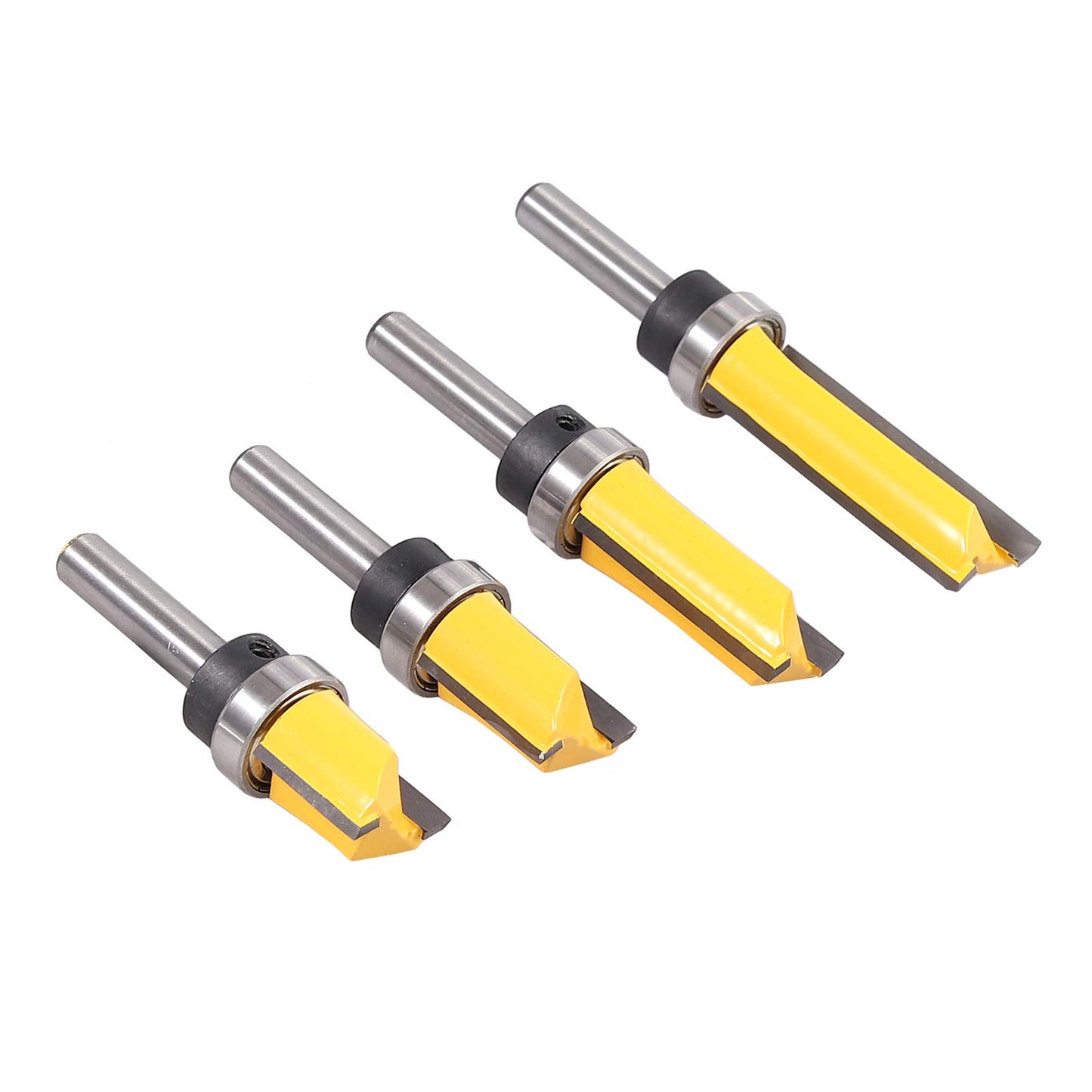 AUTOUTLET 4pcs Flush Trim Router Bit Set with 8mm Shank, Copy Router Bit Top Cutter Slot Cutter Rod Cutter, made of steel, wood cutter professional router woodworking cutting tool
