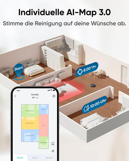 eufy X10 Pro Omni Robot Vacuum with Mop & Dustbin, 8,000Pa suction power, Auto-Dust Collection/Refilling, 2× Auto-Lift-Mop with Auto-Wash/Dry, Active obstacle avoidance, Child lock