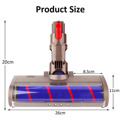 AINUO Soft Roller Cleaner is a head floor brush compatible with Dyson V7, V8, V10, V11, V15, SV10, and SV11 cordless vacuum cleaners.