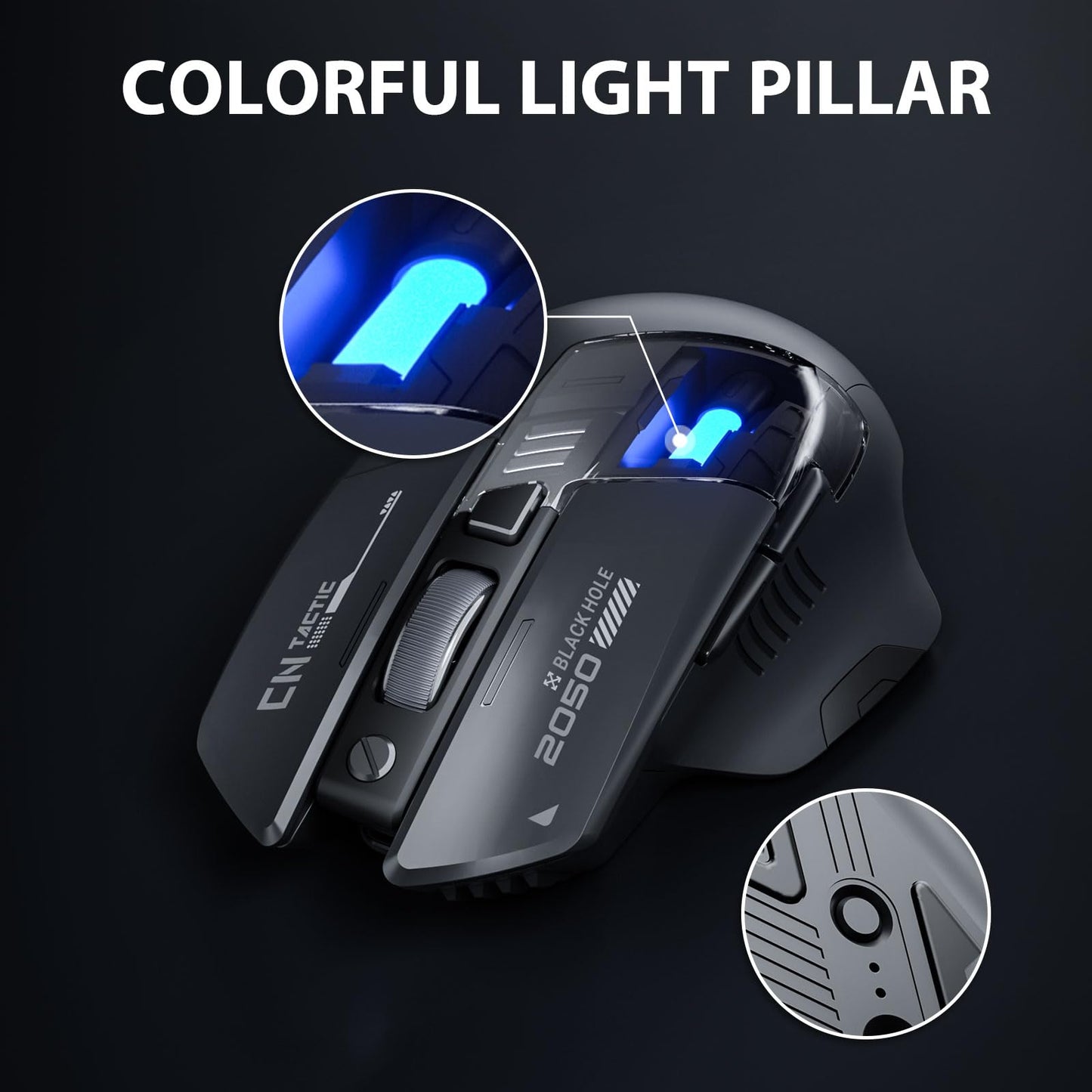 Inphic A9 Explorer Bluetooth Mouse, Dual-Mode Bluetooth 5.0/2.4G Wireless Mouse, Rechargeable, 2400 DPI, RGB Breathing Light, Visible Battery Indicator, Wireless Mouse for Laptop/PC/Computer.