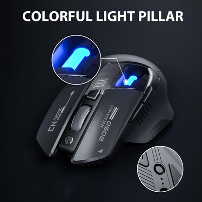 Inphic A9 Explorer Bluetooth Mouse, Dual-Mode Bluetooth 5.0/2.4G Wireless Mouse, Rechargeable, 2400 DPI, RGB Breathing Light, Visible Battery Indicator, Wireless Mouse for Laptop/PC/Computer.