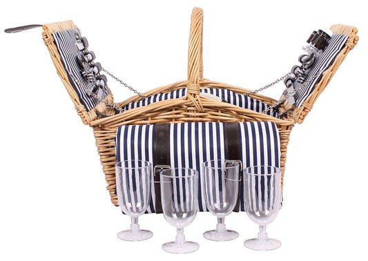 4 people Willow Picnic Basket Set with Cutlery, Plates (Brown)