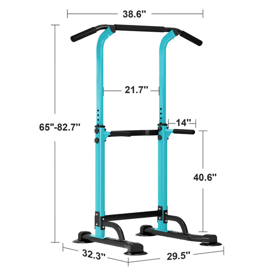 SogesHome Pull Up Bar Power Tower Exercise Equipment for Home Gym Dip Station Adjustable Height Fitness Strength Training Dip Stations (Blue)