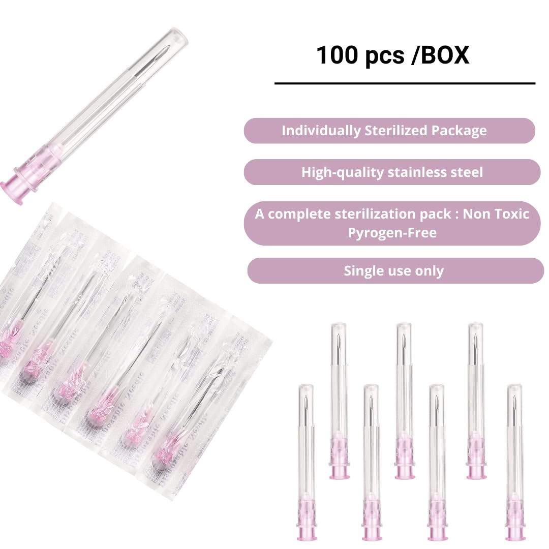 100 pieces of 18G x 1" (25mm) stainless steel dispensing accessories for refill liquids, individually packaged, refill tubes for industrial, scientific labs, for hobby and home use, multipurpose measuring tools.