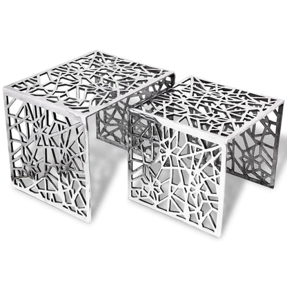 vidaXL 2-piece Set of Aluminum Side Tables Coffee Table Living Room Silver