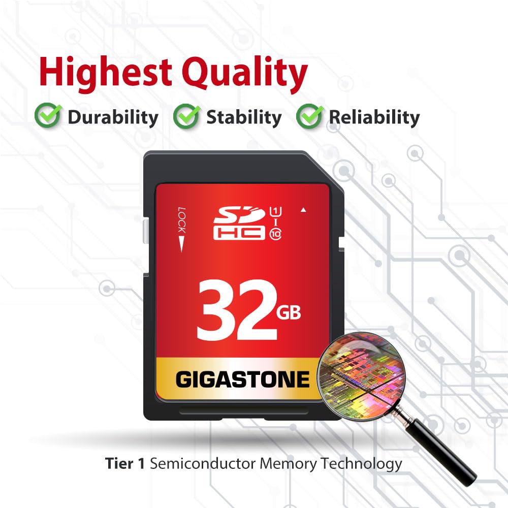 GIGASTONE 32GB SDHC Memory Card 5-pack, UHS-I U1 Class 10, up to 80 MB/s. for digital cameras Canon Olympus PC