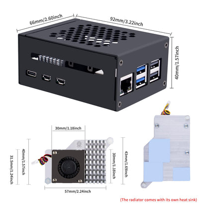 GeeekPi Raspberry Pi 5 case with Official Active Cooler, Supports PCIe M.2 NVMe SSD Shield Top X1001/X1000/N04/N05