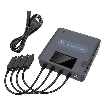 LYONGTECH LCD display battery charger for DJI Air 2S, Mavic Air 2 drone, charges 4 batteries and 2 USB ports simultaneously, 6 in 1 parallel battery charging station hub accessory.