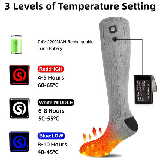BARCHI HEAT Heated Socks for men & women, rechargeable electric heated socks, winter foot warmers, suitable for skiing, cycling, fishing, hunting, etc.