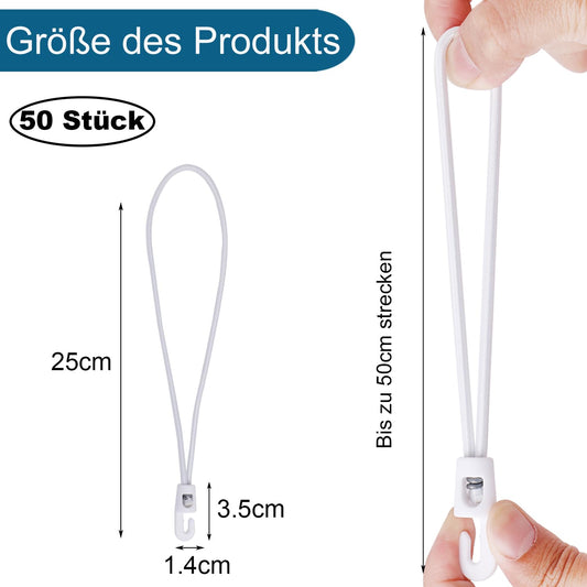 Young span rubber with hooks, 50 pieces, bungee cord with hooks 25 cm, tarpaulin tensioner rubber strap with hooks for tarpaulin fastening tent camping.