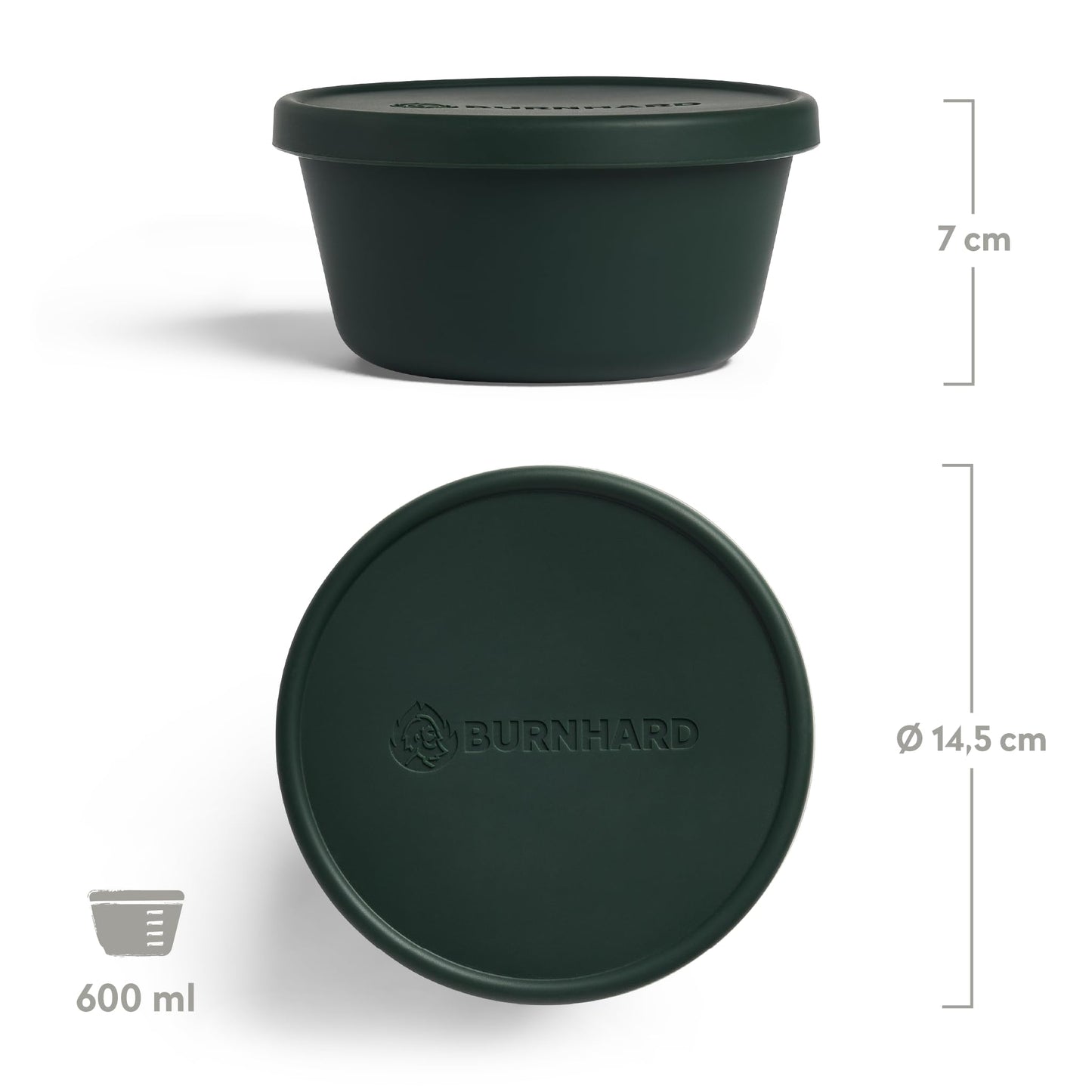 BURNHARD Pizza ball box with lid, airtight, set of 6 made of BPA-free silicone, stackable, temperature-resistant (-20 to 230 °C), ideal for proofing, freezing & baking.