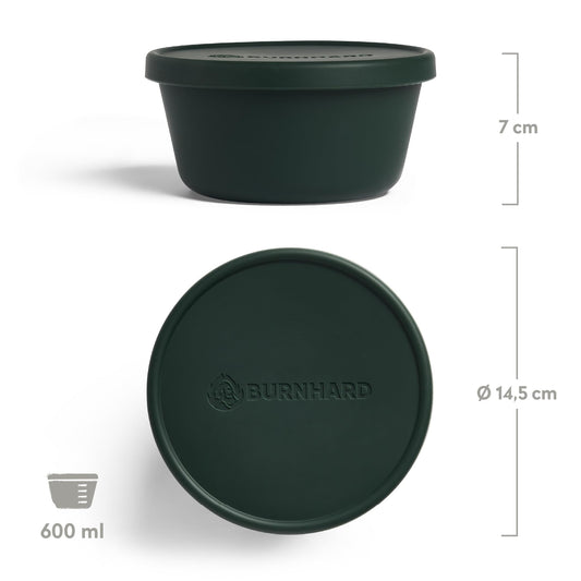 BURNHARD Pizza ball box with lid, airtight, set of 6 made of BPA-free silicone, stackable, temperature-resistant (-20 to 230 °C), ideal for proofing, freezing & baking.