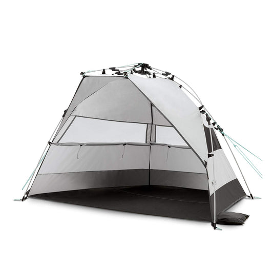 Qeedo Quick Bay beach shelter with UV protection (UV 80), beach tent with Quick-Up system - Sandgrey