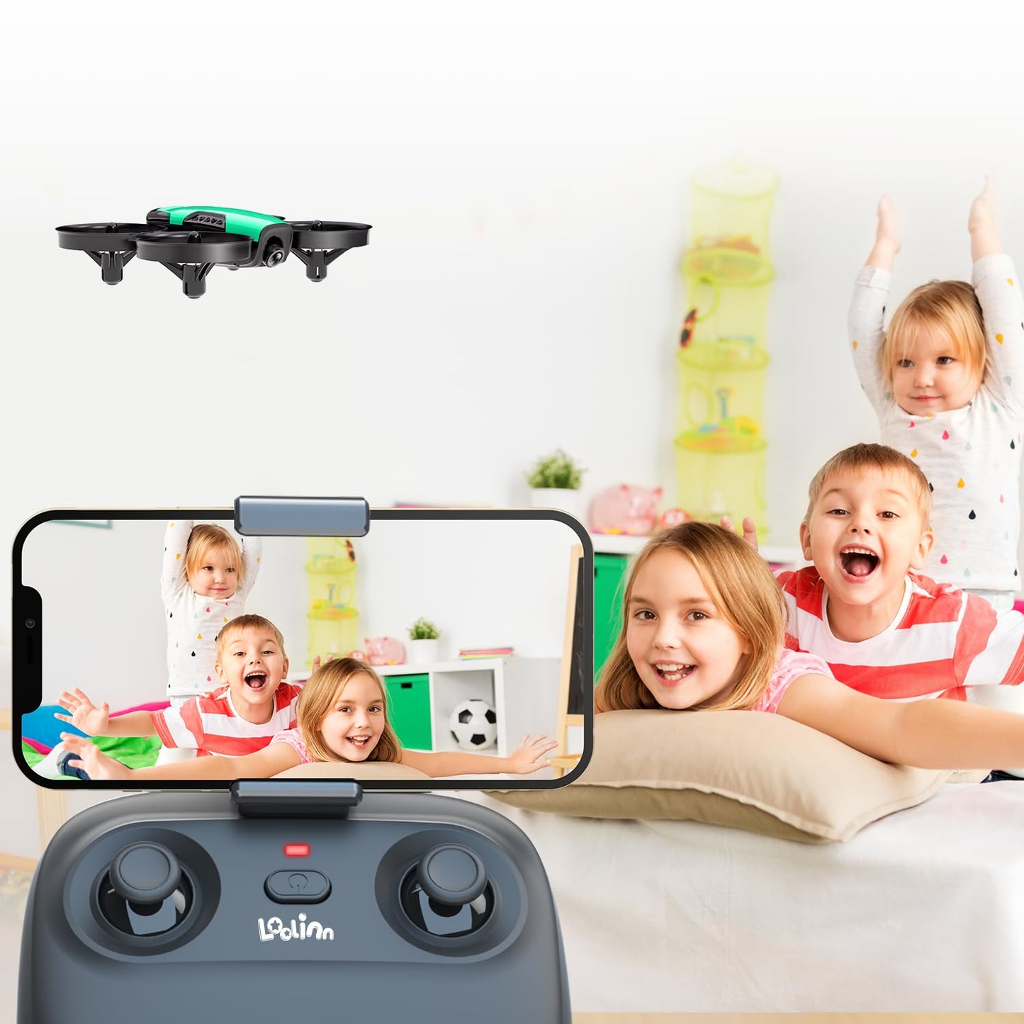 Loolinn | Drone with Camera as Gift for Kids - Mini Remote Control Drone with Video & Photos/Adjustable Camera/Two Batteries/Certified C0-Certificate (Gift for Boys and Girls)