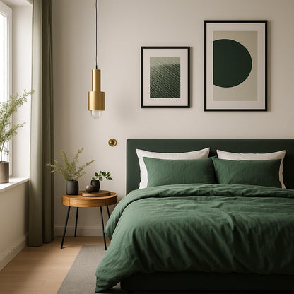 VelvetHome Deluxe bedding 155x220 Cotton duvet cover 155x220 cm with pillowcase 80x80 cm High quality bedding set with zipper 100% Cotton Made in EU Dark green 155 x 220