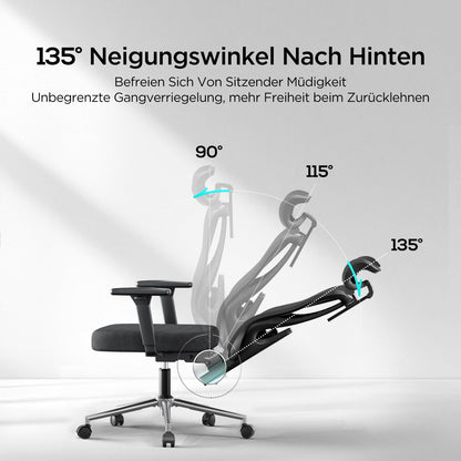 Hbada P3 Pro Office Chair Ergonomic, Desk Chair with Adjustable Headrest, Lumbar Support, Large Tilt Angle, Backrest made of Elastic Mesh Fabric, Black