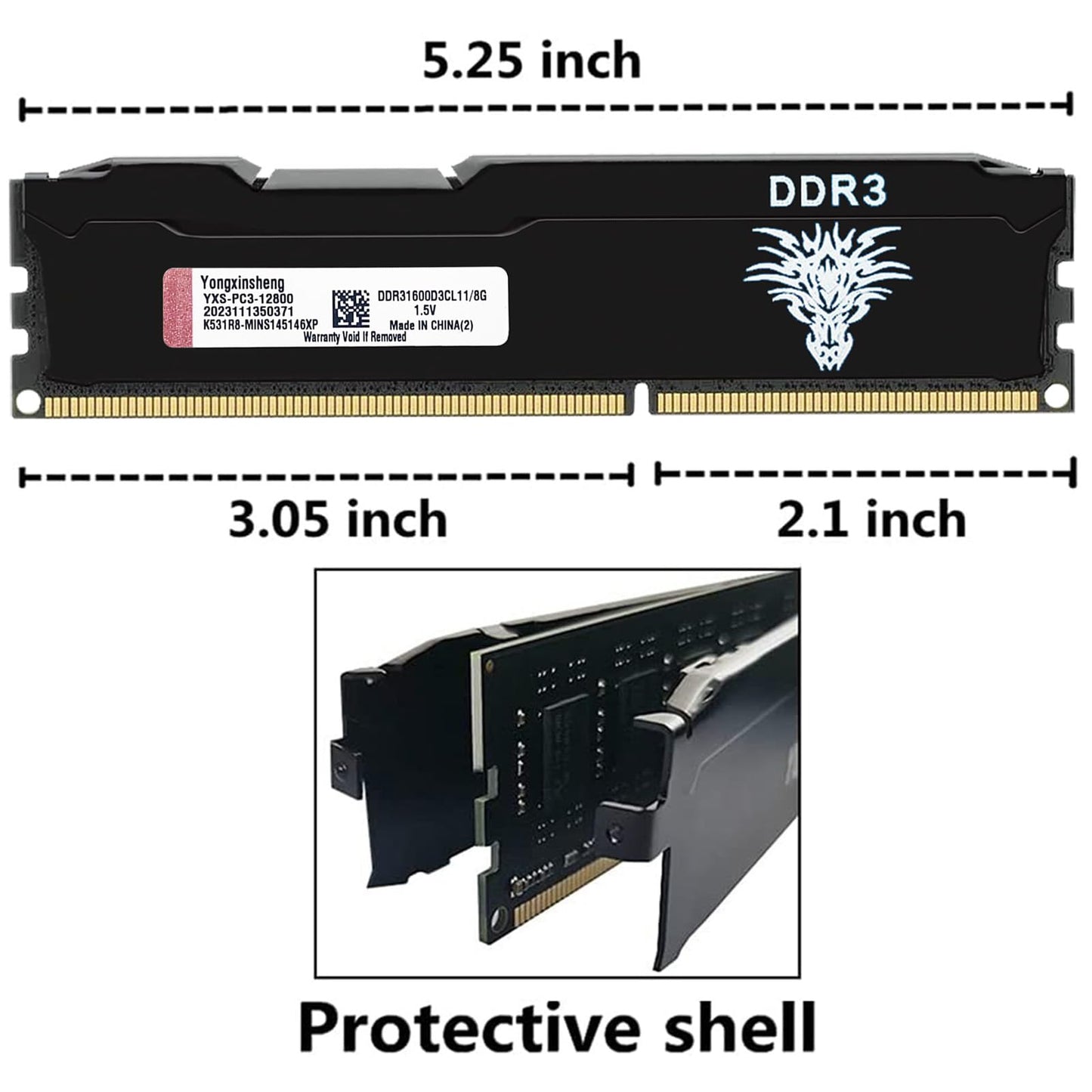 DDR3 16GB Kit (8GBx2) Desktop RAM 1600MHz PC3-12800 UDIMM Non-ECC Unbuffered 1.5V 2Rx8 Dual Rank 240 Pin CL11 PC Computer Memory Upgrade Module RAM (Black)