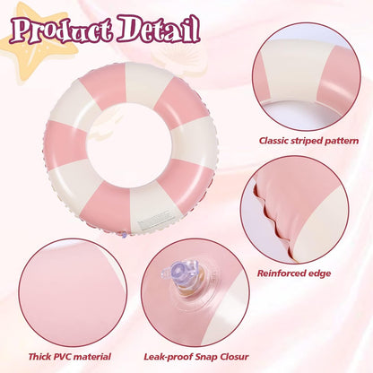 3 PCS Swimming Ring for Adults, Inflatable Swim Float Ring, Inflatable Pool Floats, Swim Tube for Summer Pool Party (Blue+Pink+Purple)