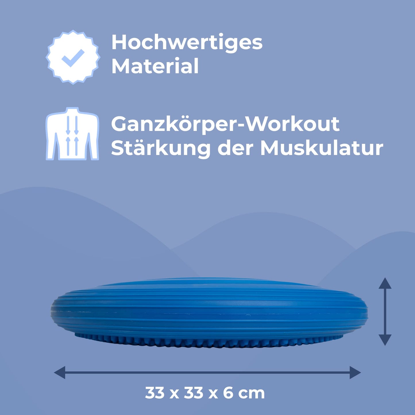 EVEREST FITNESS Balance Cushion - 33 cm diameter air cushion - Ball seat cushion for balance improvement - Orthopedic seat cushion for relieving back pain, Balance Pad - dark blue