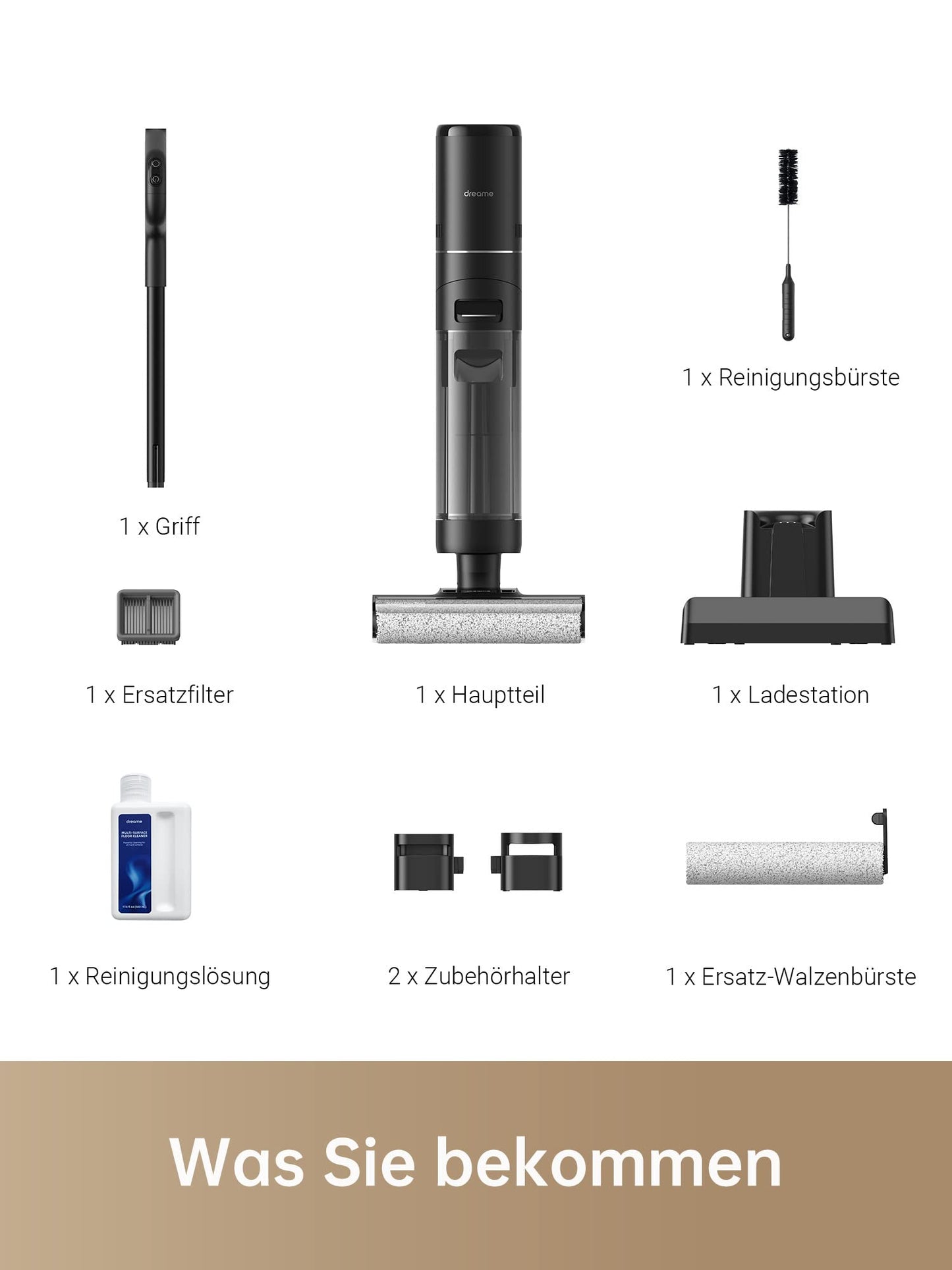 Dreame H12 Pro cordless wet and dry vacuum cleaner with edge cleaning brush, self-cleaning function, dirt detection, LED display, runtime up to 35min, 900mL water tank for hard floors, pet hair, HHR25A, Black.